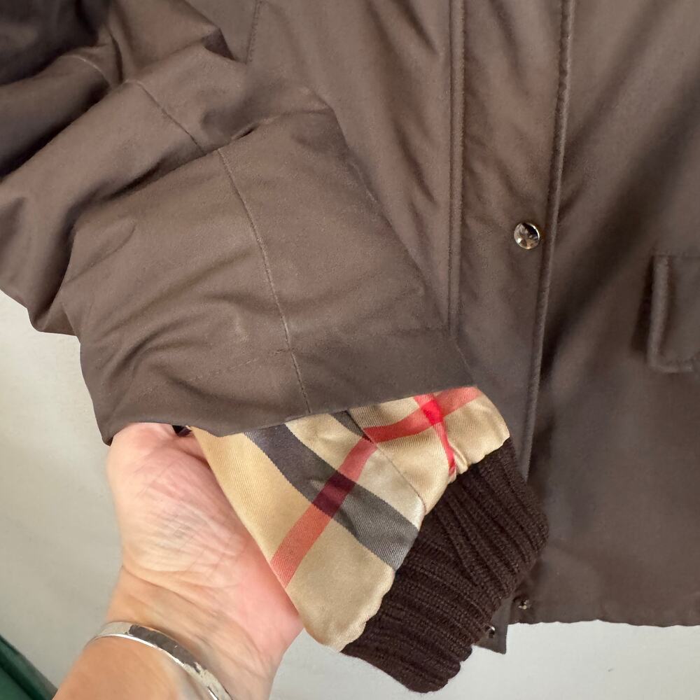 Burberry London Babthorpe Brown Parka Nova Check Fur Trim Hood Large - Picture 14 of 14